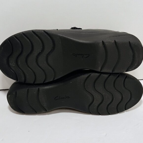 Clarks Unstructured Black Leather Round Toe Flats Loafers Shoes 7.5M - Picture 8 of 9